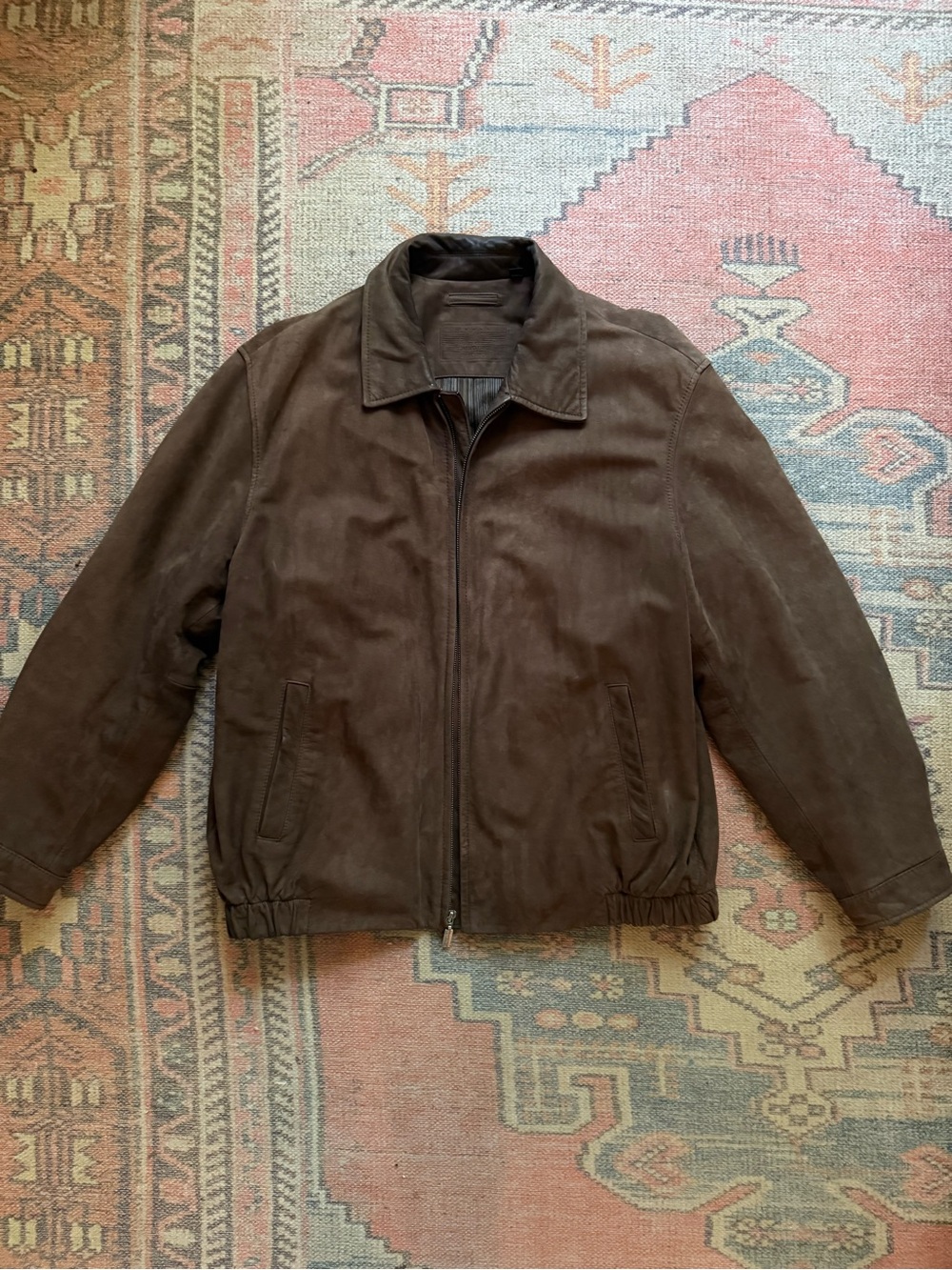 Men's Brown Suede Zip-Front Jacket